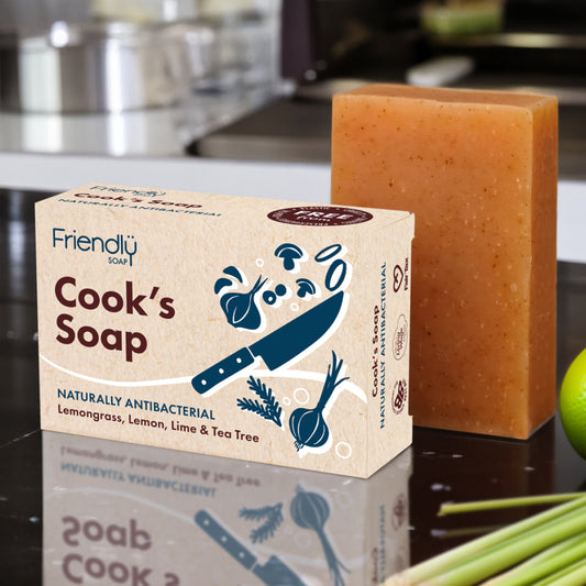 Cook’s Soap Bar with packaging on a worktop in a kitchen