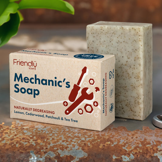 Mechanic's Soap Bar on a rusty worktop in a garage