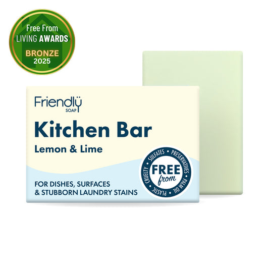 Friendly Soap Kitchen Bar with Lemon & Lime scent on a white background