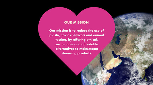 planet earth with a love heart containing a mission statement
