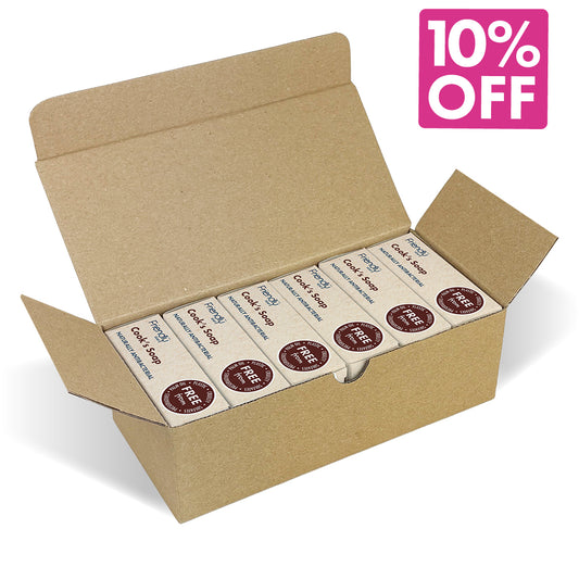 Open craft card box with 6 bars of Friendly Cook's Soap - 10% OFF 