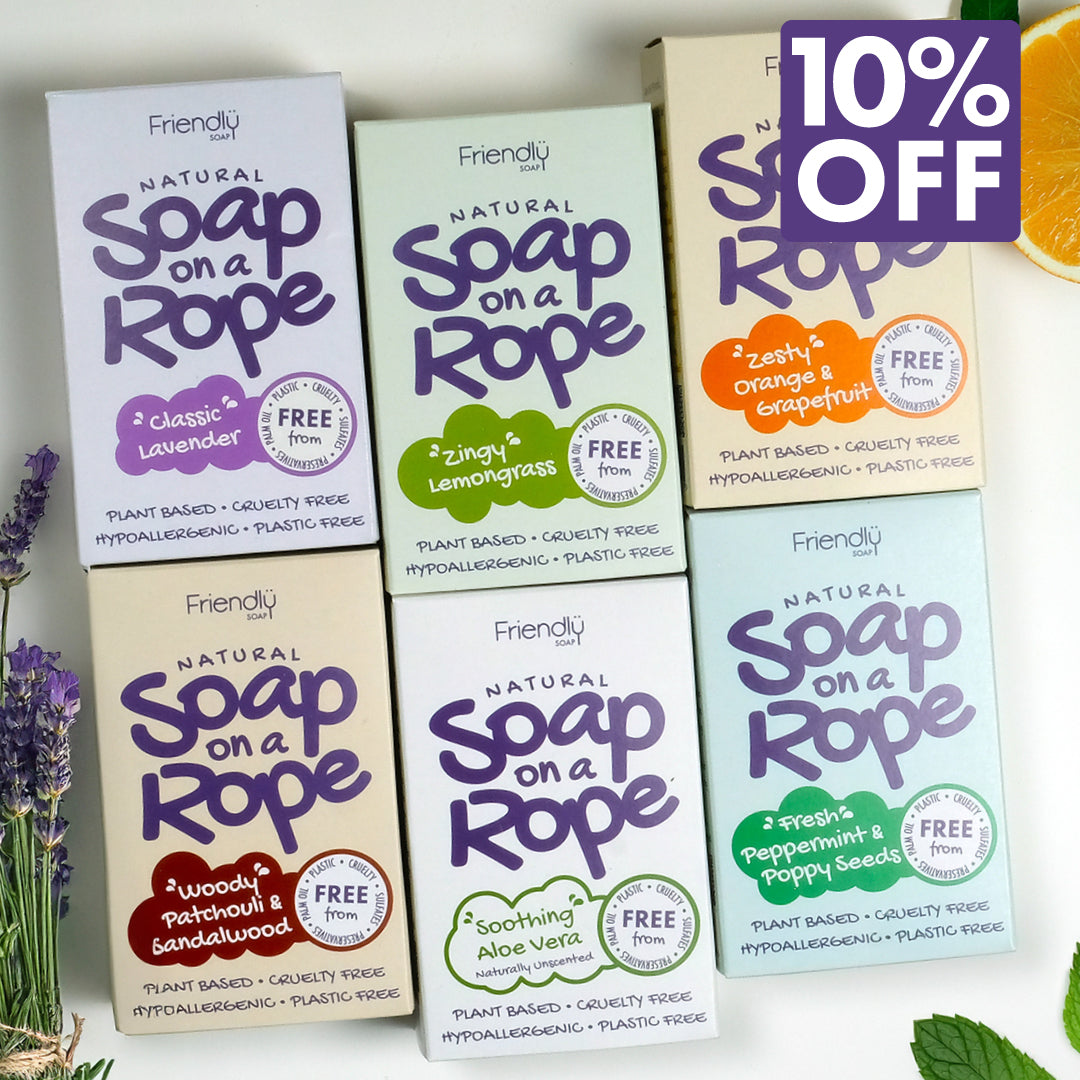 6 Pack - Natural Soap On A Rope - 'Full Range' 6 x 125g