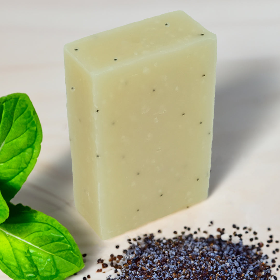 friendly peppermint and poppy seeds soap single bar