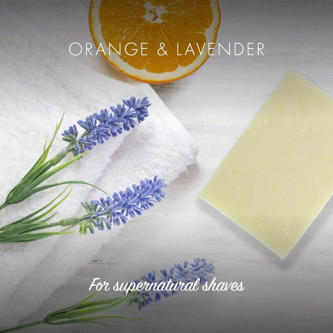 friendly soap shaving bar - orange and lavender - for super-natural shaves!