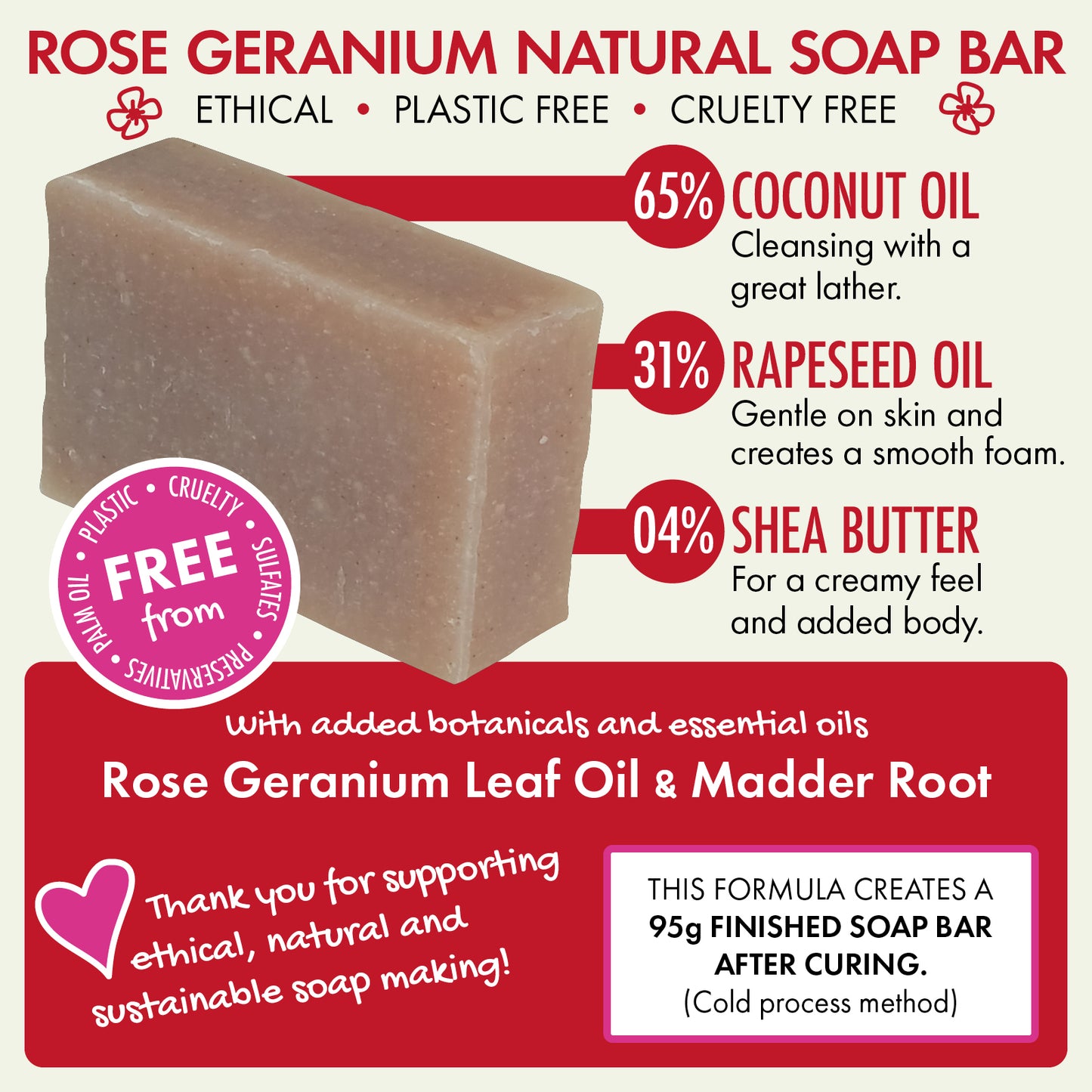 3 Pack - Rose Geranium Natural Soap
