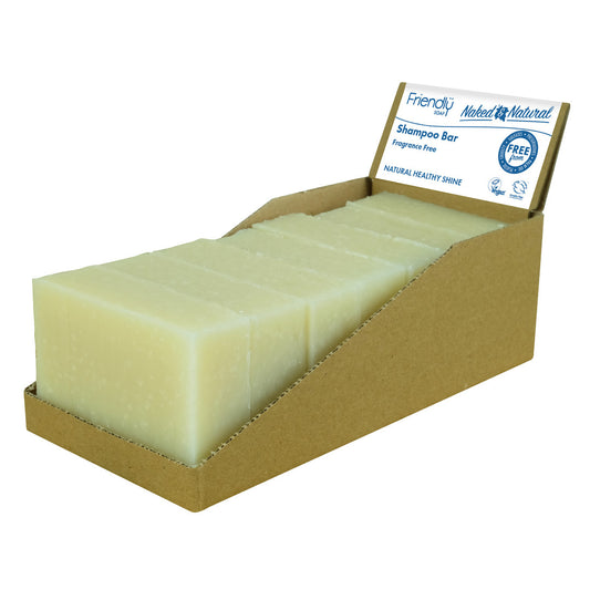 7 Fragrance Free Naked & Natural shampoo bars with a visible brand label on a white background