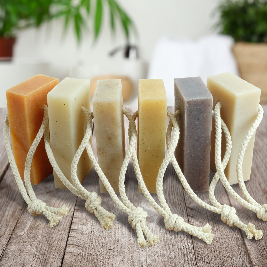 6 Pack - Natural Soap On A Rope - 'Full Range' 6 x 125g