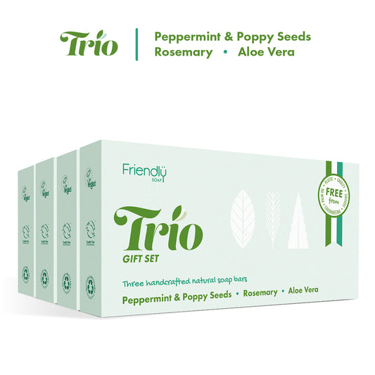 4 Pack - Trio Gift Sets - Peppermint & Poppy Seeds, Rosemary, Aloe Vera