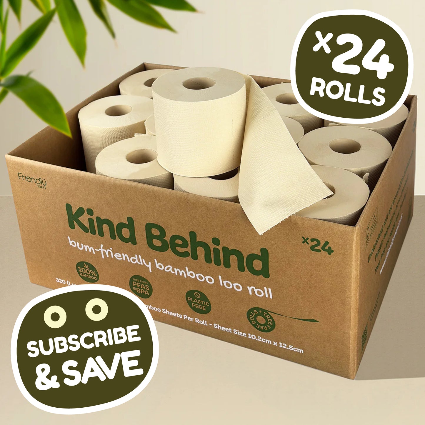 Bamboo Toilet Rolls x 24 (Kind Behind)